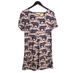 Anthropologie Maeve Zola Pink Polar Bear Printed Tunic Mini Dress Women's Size 2